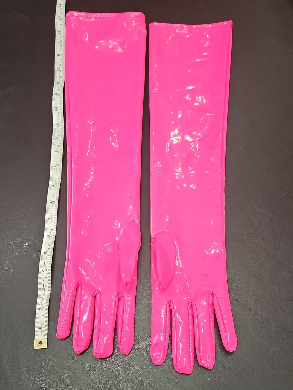 Hot Pink Long Glossy Gloves for Women
